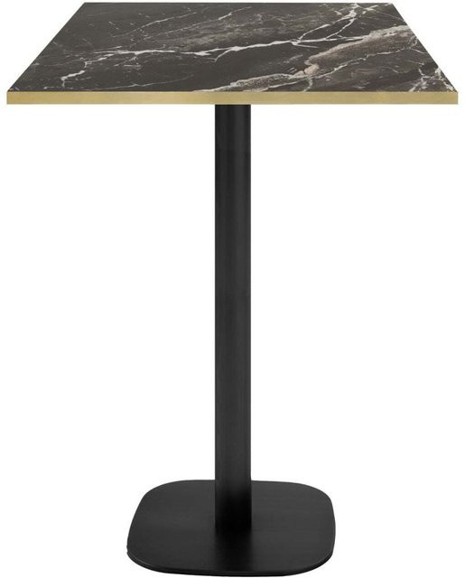 RestooTab Stehtisch Round quadratisch mit schwarz-brauner Platte und messingfarbenen Kanten, Gestell schwarz, B/T/H: 60 x 60 x 113 cm - Bild 1