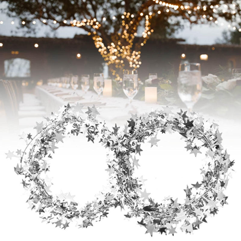 GoolRC Stern-Girlande aus Kunststoff in Silber für Weihnachtsdekoration und Hochzeiten, Länge: 7,5 m - Bild 4