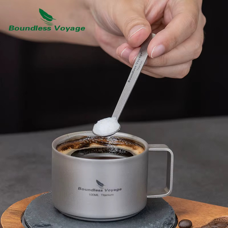Boundless Voyage Titan-Espressolöffel Set aus Metall in Silber, 5 Stück für Dessert, Tee, Zucker und Marmelade, Ti1040T - Bild 2