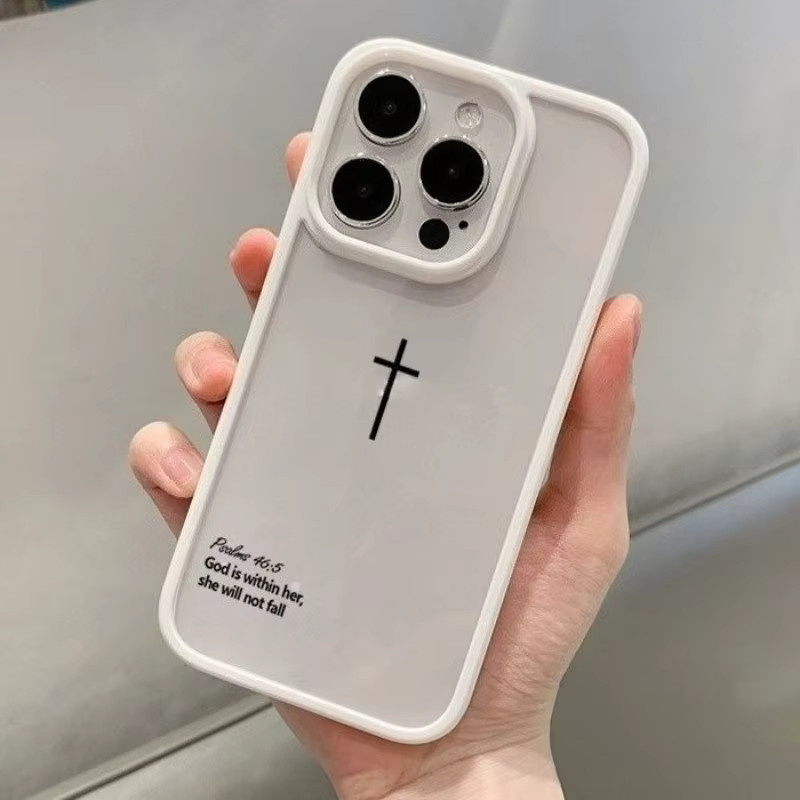 Trendige Cross Bible Vers Handyhülle für iPhone 11 bis iPhone 17 Pro Max und SE 2022 mit Anti-Fall-Schutz - Bild 2