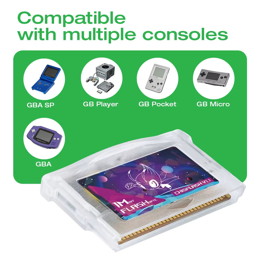 ChisFlash V1.1 GBA RTC-Karte mit S35190 RTC-Chip, 32MB Speicher und 1MB Flash-Kartusche, Schwarz/Transparent, kompatibel mit GBA, GBASP, GB Pocket und GBM - Bild 3