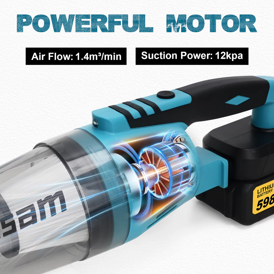 Gisam Akku Handstaubsauger Multifunktions-Reiniger für Makita 18V Akku, Blau - Bild 4
