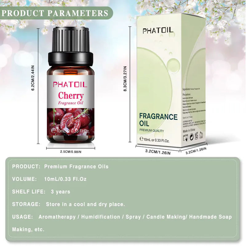 PHATOIL Fruchtige Duftöle für Aromatherapie aus Glas, 10 ml pro Flasche, verschiedene Sorten wie Kokosnuss und Zitrone - Bild 3