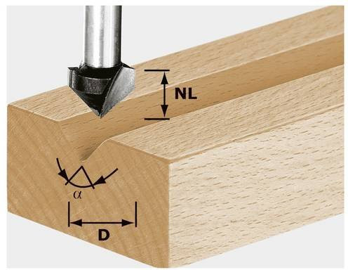 Festool V-Nutfräser HS in Silber mit 8 mm Schaftdurchmesser und 14 mm Durchmesser - Bild 1