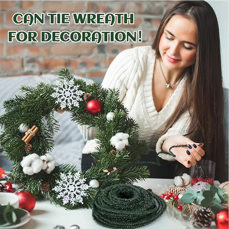 Grüne künstliche Weihnachtsgirlande als dekorativer Kranz aus Kunststoff für deine Weihnachtsdekoration und Party-DIY-Projekte - Bild 3