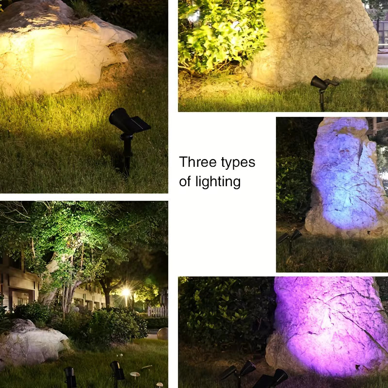 KDULIT Solarstrahler mit RGB LED für den Außenbereich, wasserdichte Landschaftsleuchte für Garten, Hof und Wege - Bild 6