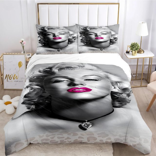 Marilyn Monroe Bettwäsche-Set mit Motiv, Schwarz, 3-teilig, B/H: 150 x 200 cm - Bild 1