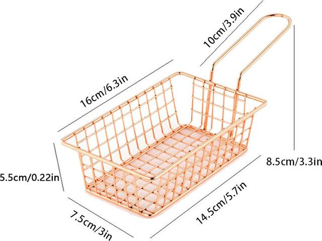 Yiran Furniture Snackkorb für Pommes und frittierte Speisen, rechteckiger Behälter mit Griff, beige - Bild 1
