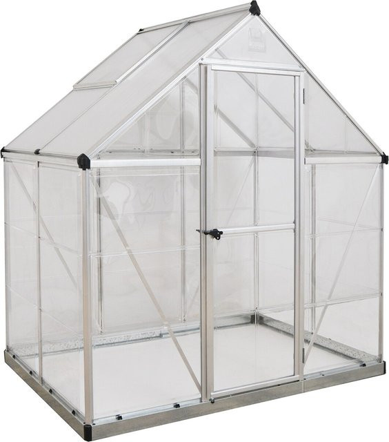 Palram Canopia Hybrid Gewächshaus Silber mit Fundamentrahmen und Polycarbonat, L: 126 cm, B: 185 cm, H: 208 cm - Bild 3