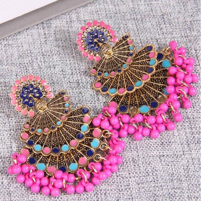 Allbestart Ohrringe, Pfau, Tropfenperle, pink, Damen - Bild 1