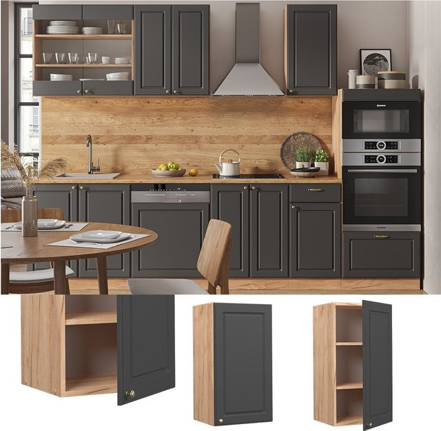 Vicco Hängeschrank Fame-Line Küchenschrank Landhaus Eiche Anthrazit-Gold Breite: 40 cm - Bild 1