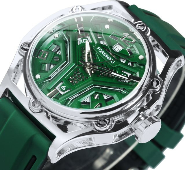 Forsining Armbanduhr, Automatik, Grün, Edelstahl, Kautschuk, Herren - Bild 1