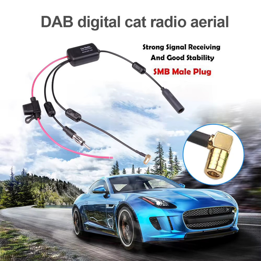 KEBIDUMEI Universal DAB+ Auto Stereo Antennen-Splitter-Kabel Adapter mit FM/AM Signal Verstärker in Schwarz - Bild 5