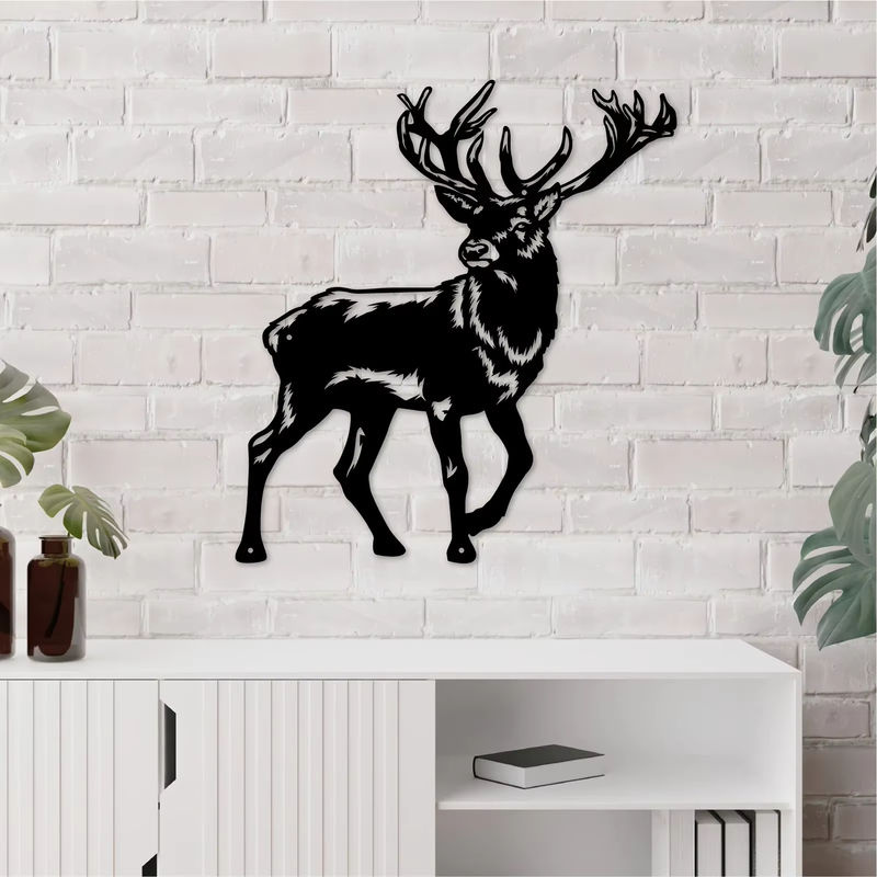 HELLOYOUNG Hirsch Wanddekoration aus Metall in Schwarz als Silhouette für Jäger und Outdoor-Kabinen - Bild 3