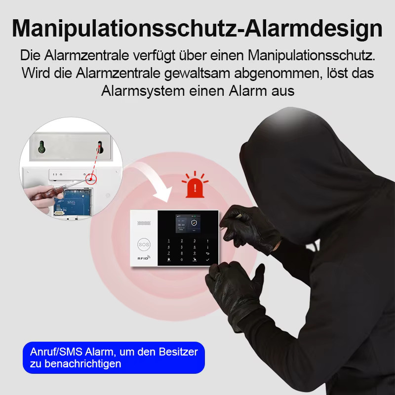 PGST WiFi 4G Alarmsystem Sicherheitssystem-Set mit Tuya Smart Life und Alexa Unterstützung, Farbe: Weiß - Bild 2