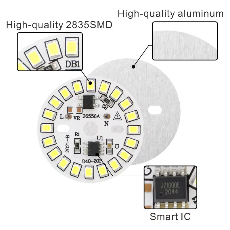WAHYUE LED Chip Set 10 Stück 2835SMD Runde Lichtperlen Weiß für Glühbirnen 220V-240V - Bild 3