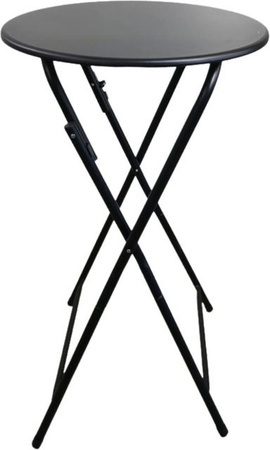 Chefgastro Klappbarer Stehtisch Rund Schwarz mit Hussen, Wetterfester Bistrotisch aus Stahl und MDF-Platte mit PVC-Beschichtung, Höhe: 110 cm, Durchmesser: 60 cm