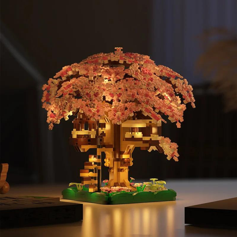 Yiran Kirschblütenblume Rosa Baumhaus Zug Montage Bausteine Set 6-12 Jahre - Bild 3