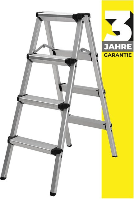 Craftfull Doppel-Klapptritt CF-131A aus Aluminium in Silber mit Anti-Rutsch-Gummifüßen, 2-5 Stufen - Bild 1