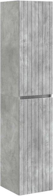 vidaXL Wandmontierter Badezimmerschrank in Betongrau, modern mit Schranktüren und Regalböden, B/T/H: 33 x 34,5 x 160 cm - Bild 1