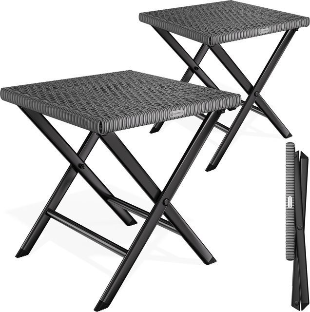 CASARIA Polyrattan Klapphocker 2er-Set Anthrazit wetterfest B/T/H: 43 x 40 x 44 cm - Bild 1