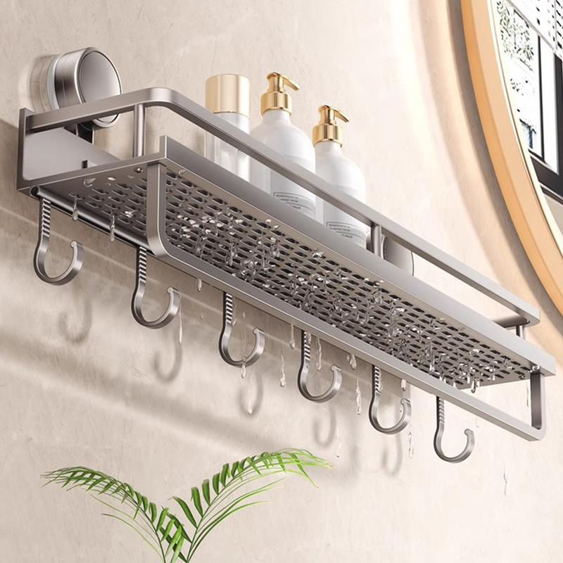 Bestbags Badezimmerregal aus Aluminium in Silber zur Wandmontage mit Vakuum-Saugnapf ohne Bohren, B/T/H: 30,0 x 12,0 x 30,0 cm - Bild 4