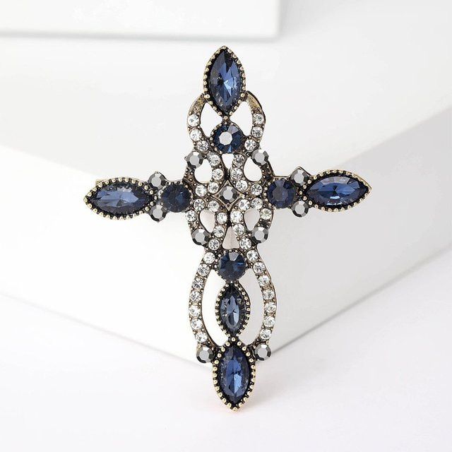 JEWEL HOME Brosche, Kreuz, Zirkonia, Kristall, Weiß, Damen - Bild 1