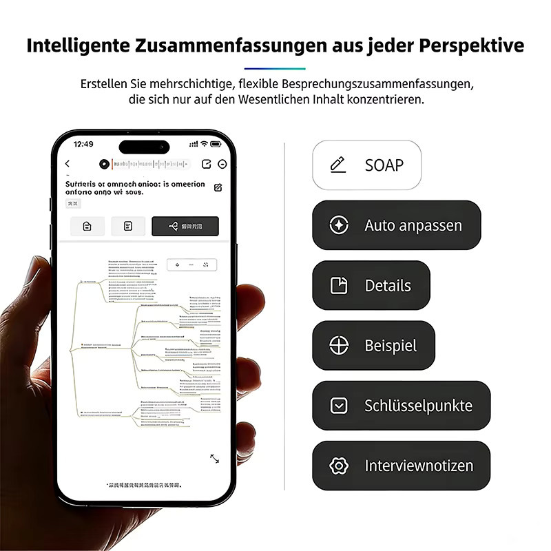 Hganus Tragbarer KI-Sprachrekorder in Blau mit 64 GB Speicher, App-Steuerung und KI-Transkription via ChatGPT-4 sowie Bluetooth 5.3 - Bild 2