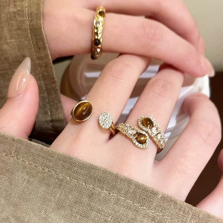 Maillard Ring, Schlangenform, Goldfarben, Brauner Edelstein, Damen - Bild 2