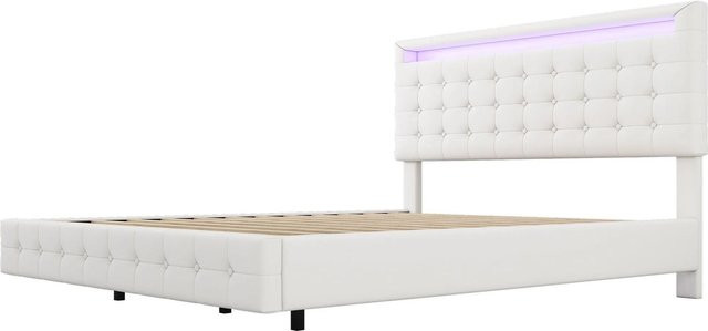 okwish Kinderbett mit LED-Umgebungslicht und dreistufiger Höhenverstellung in Weiß, B/T/H: 140 x 200 x 112 cm - Bild 1