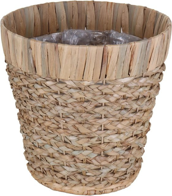 A.H.G. Pflanzkorb aus Bananenblattgeflecht mit Polybeutel, Beige-Natur, Durchmesser: 24 cm, Höhe: 23,5 cm - Bild 1