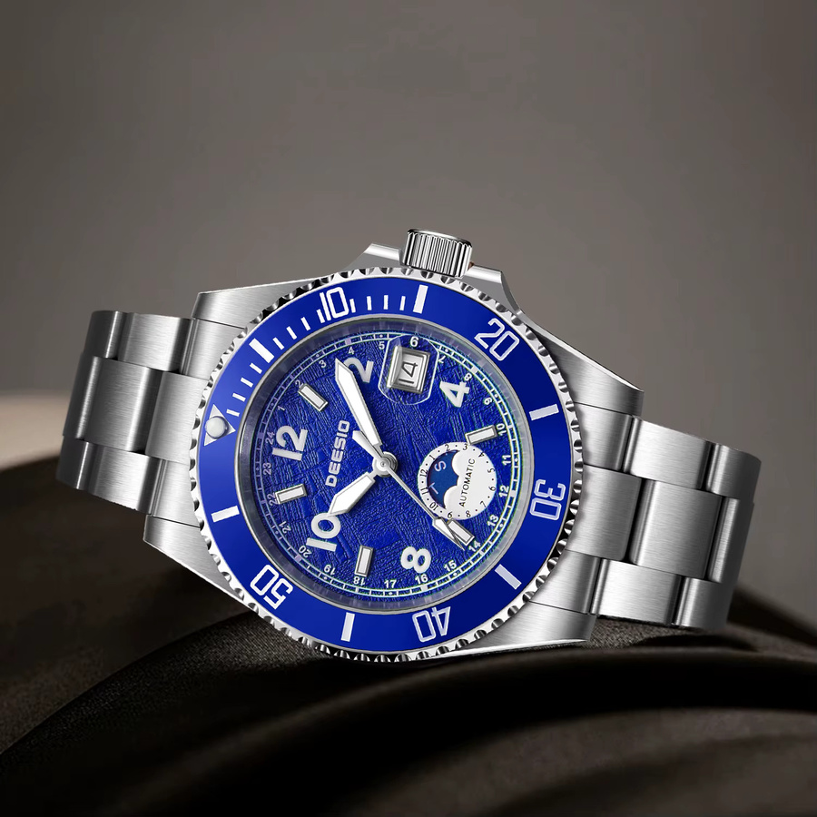 Deesio Armbanduhr, Automatik, Edelstahl, Saphirglas, Herren, Blau - Bild 2