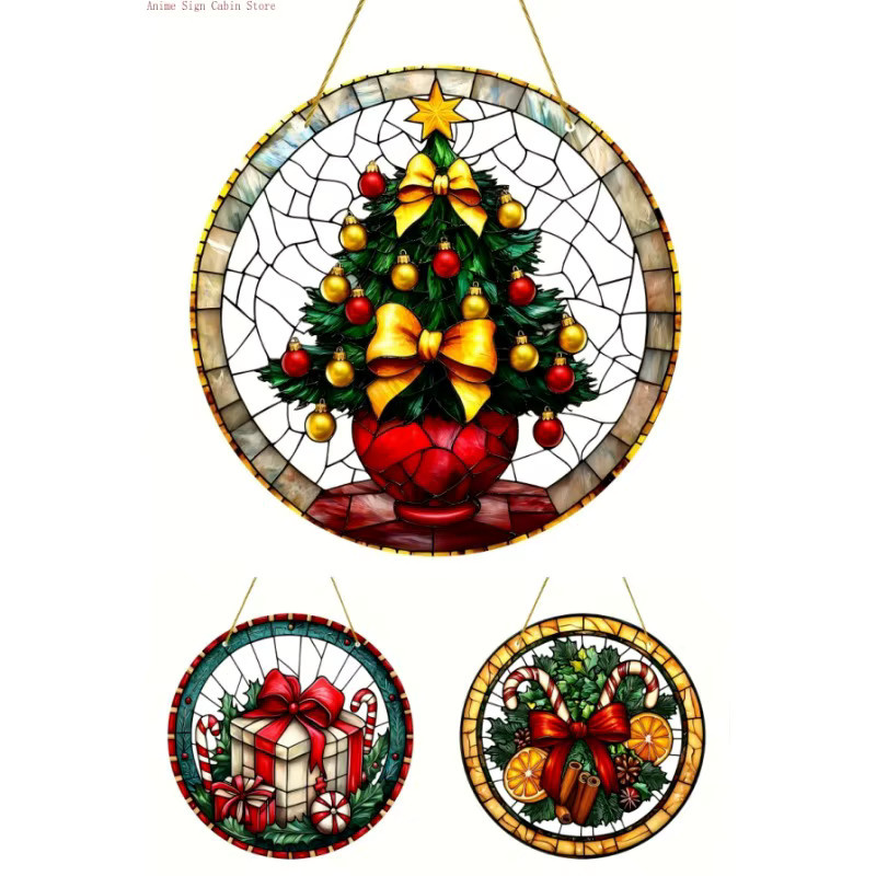 Potdemiel 2D Weihnachts-Sonnenfänger aus Acryl in Multicolour, runder floraler Fensterhänger zur Dekoration von Veranda, Zimmer und Garten - Bild 3