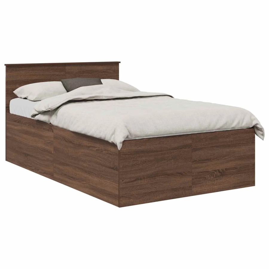 vidaXL Bettrahmen in Eiche Braun aus Holzwerkstoff, B/T/H: 135 x 190 x 33,55 cm - Bild 2
