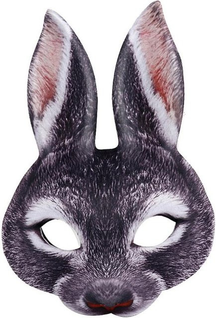 Bemalte Kaninchenmaske Halbgesicht, Schwarz, Unisex, Zubehör - Bild 1