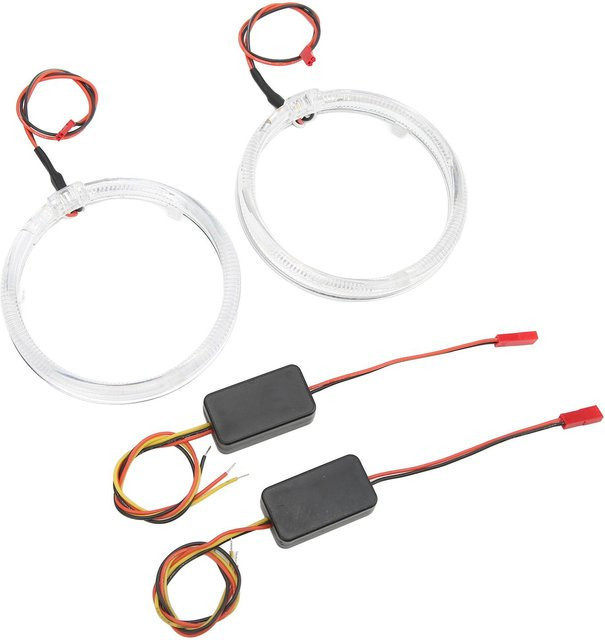 Koogeelife Zweifarbige LED Angel Eyes Scheinwerfer Blinker Halo Ringe in Weiß und Gelb, 110 mm Durchmesser - Bild 1