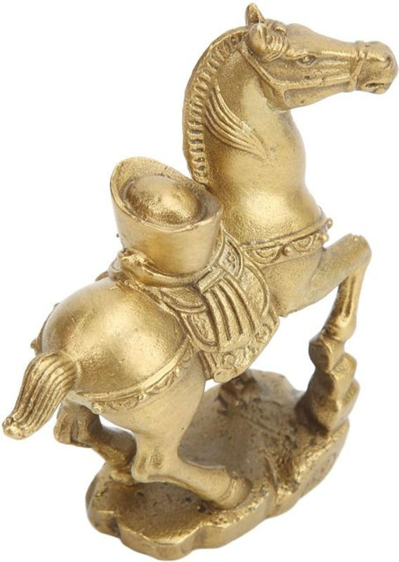 Handgefertigte Messing-Pferdestatue von Tooarts in Gold, stehendes Pferd als Symbol für Reichtum und klassische Dekoration - Bild 1