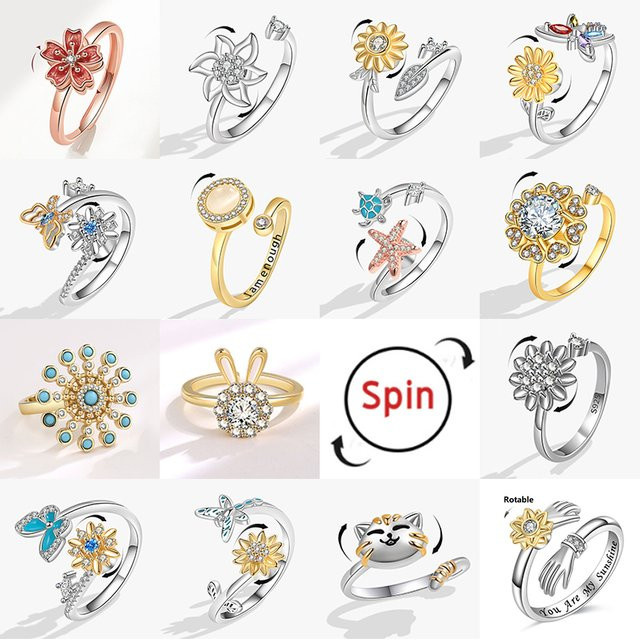 SMJEL Angstring, Kirschblüten, Roségold, Zirkonia, Damen - Bild 1