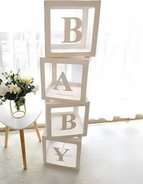 Transparente Ballonbox aus Kunststoff für Geburtstage, Hochzeiten und Partys, quadratisch, Höhe: 27 cm - Bild 1