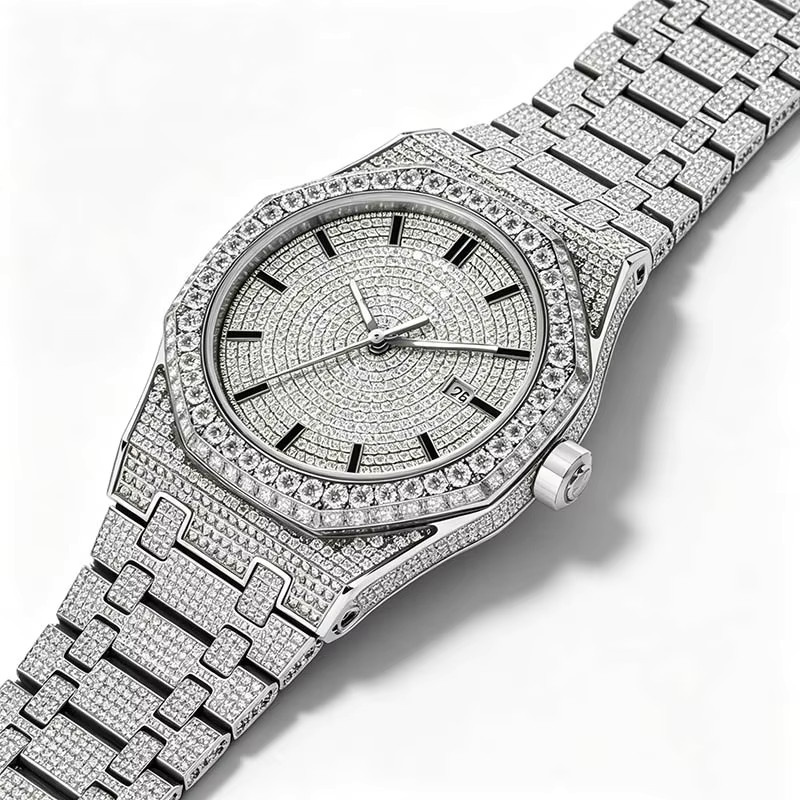 PINDU Armbanduhr, Automatik, Edelstahl, Moissanit, Silber, Herren - Bild 5
