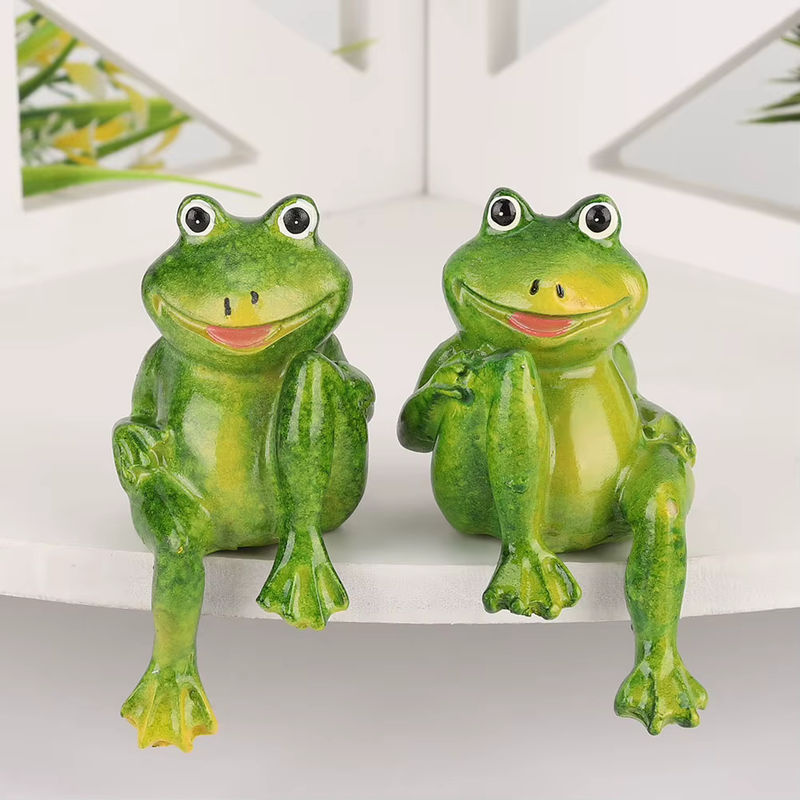 Fdit Garten Deko Frosch Skulptur aus Kunstharz in Grün als Outdoor Ornament für Rasen und Home Desk - Bild 5