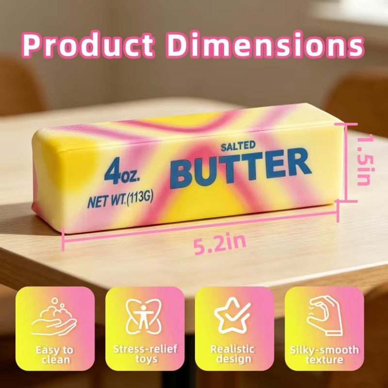GSF Regenbogen-Butter-Squishy-Fidget-Spielzeug, realistischer Butter-Stick, weich, langsam aufsteigend - Bild 5