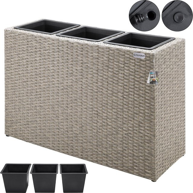 Casaria Blumenkasten Set aus Polyrattan in Creme, 3er Set, B/T/H: 83 x 60 x 30,5 cm - Bild 1