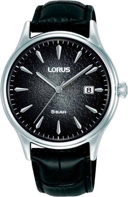 Lorus Armbanduhr, Quarz, Edelstahl, Leder, Schwarz, 40 mm, Herren - Bild 1