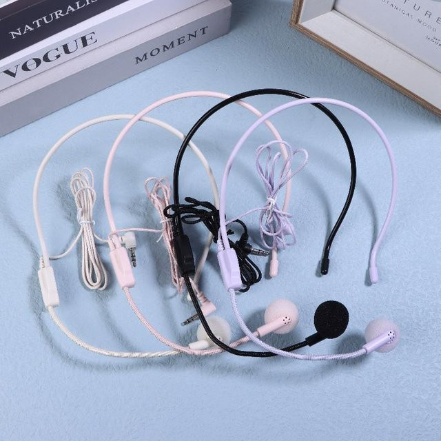 Tragbares kabelgebundenes Headset-Mikrofon mit 3,5 mm Klinkenstecker in Schwarz für Vorträge und Meetings - Bild 1