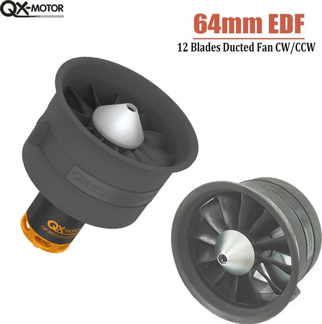 QX-MOTOR 64mm EDF 12-Blatt Impeller mit QF2822 Bürrenlosem Motor, Schwarz - Bild 1