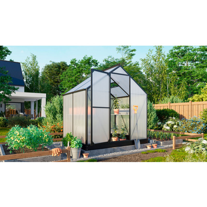 Vitavia Gewächshaus Eos in Schwarz mit Polycarbonat-Platten und Schwingtür, B/H/T: 197,7 x 155,0 x 194,8 cm - Bild 3