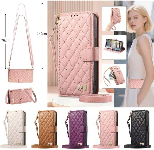 Lederhülle mit Kartenhalter für Samsung Galaxy S27 S26 S25 S24 S23 Plus Ultra FE Edge als Crossbody Wallet Handyhülle in Weiß - Bild 1