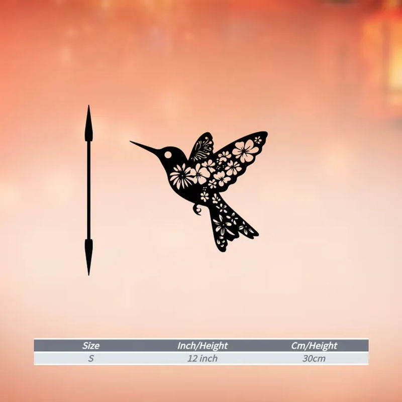 CIFBUY Kolibri Metall-Wandkunst Schwarz, Rostbeständiges Eisen-Wandbild für Außenbereich und Heimdekoration, B/H/T: 30 x 30 x 30 cm - Bild 3