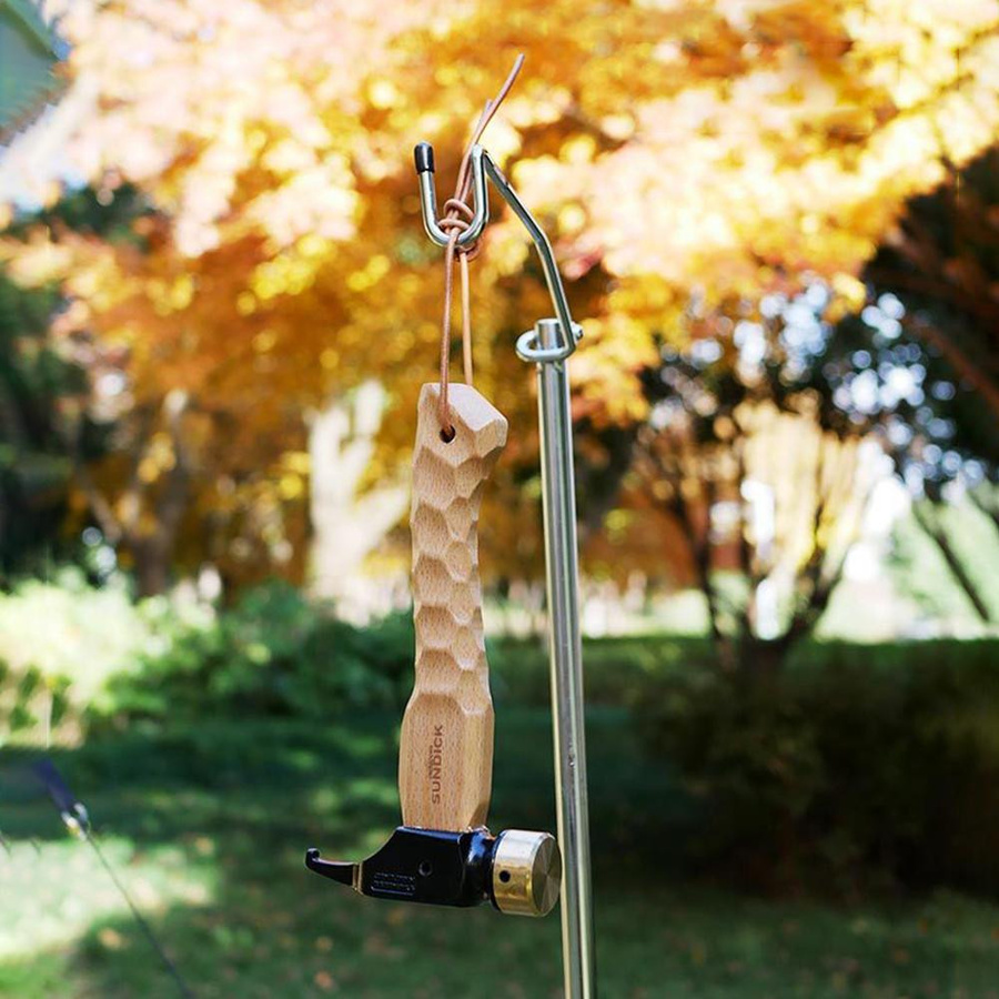 Meterk Camping Hammer für Outdoor und Zeltheringe mit Haken und Heringzieher in Schwarz - Bild 3